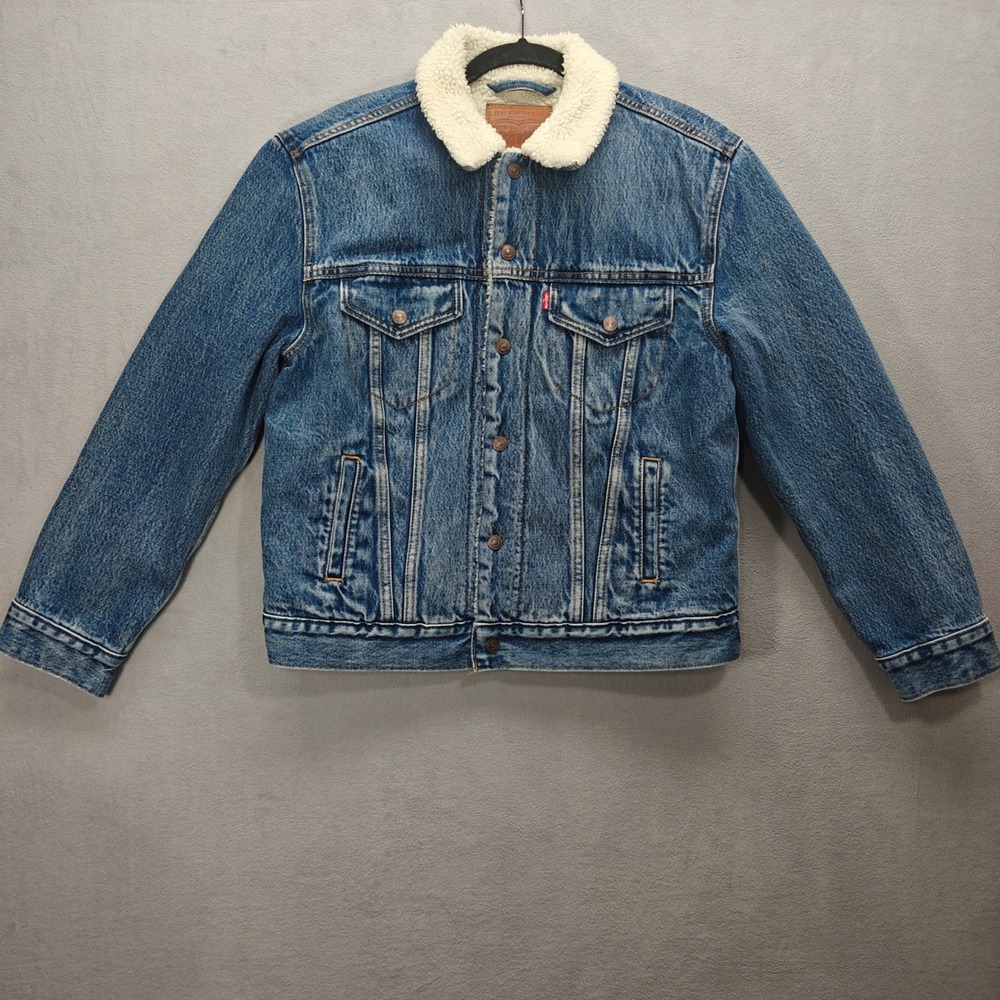 Levis Premium Sherpa Lined Denim 90s Trucker Jacket Women Medium Western Country